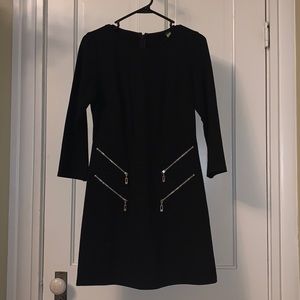 Maia - black 3/4 sleeve dress with zippers